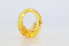 18k BACCARAT Ring. Yellow Crystal retro Coquillage Ring.