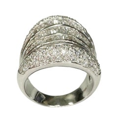 18k Baguette Cut Diamond Wide Band Ring