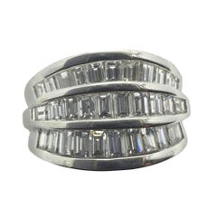 18k Baguette Cut Diamond Wide Band Ring