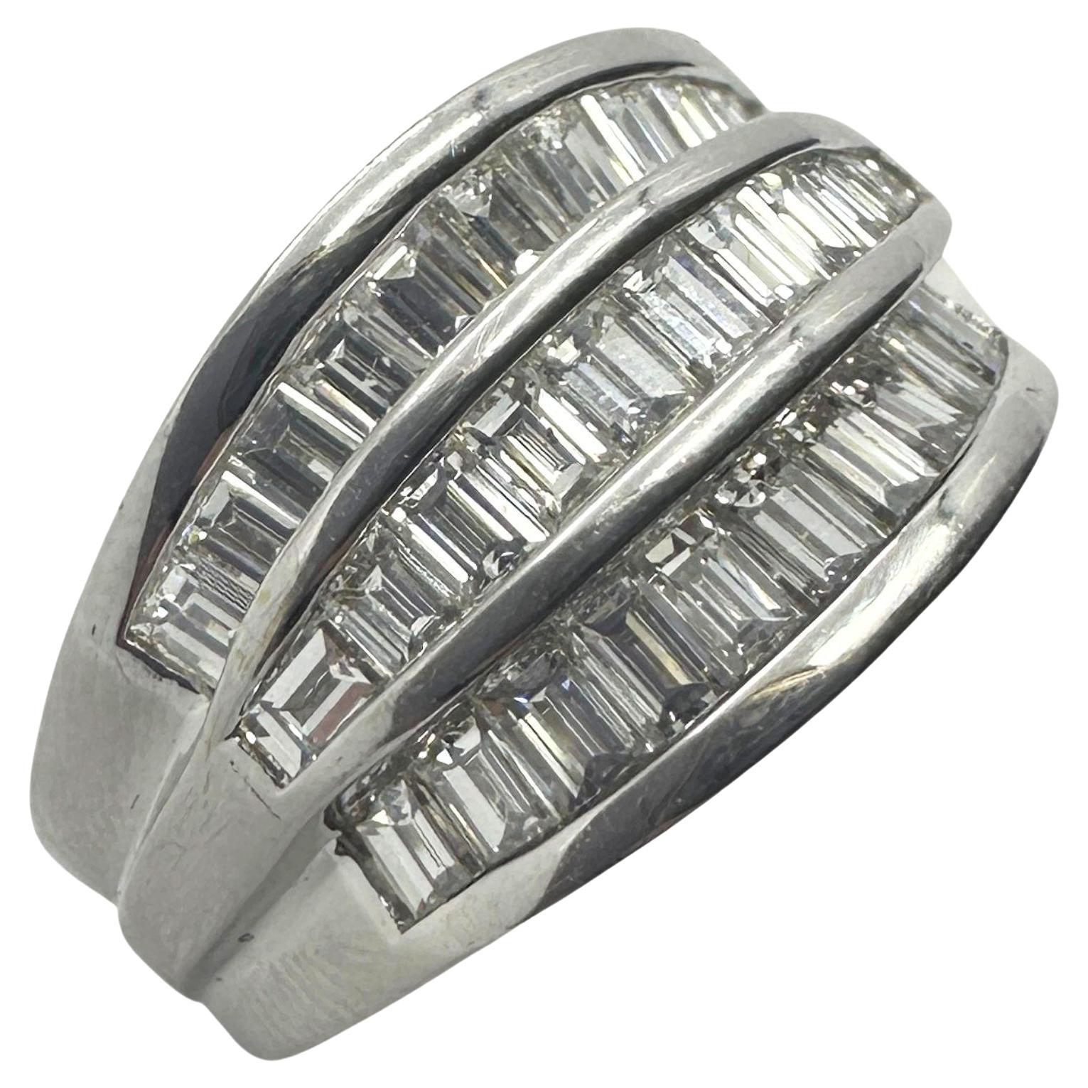 18k Baguetteschliff Diamant Breite Band Ring