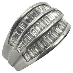 18k Baguette Cut Diamond Wide Band Ring