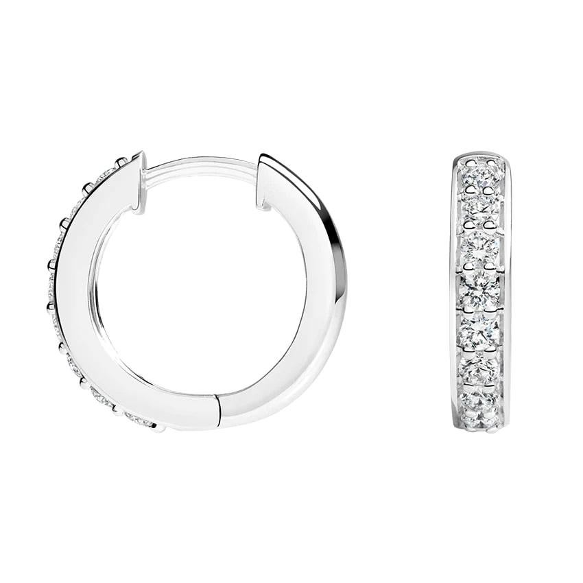 Baguette Cut Baguette Round Diamond 18K Gold Hoop Earrings For Sale