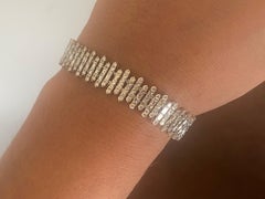 18K White Gold Diamond Tennis Bracelet, 9.45ct Baguette & Round Stones