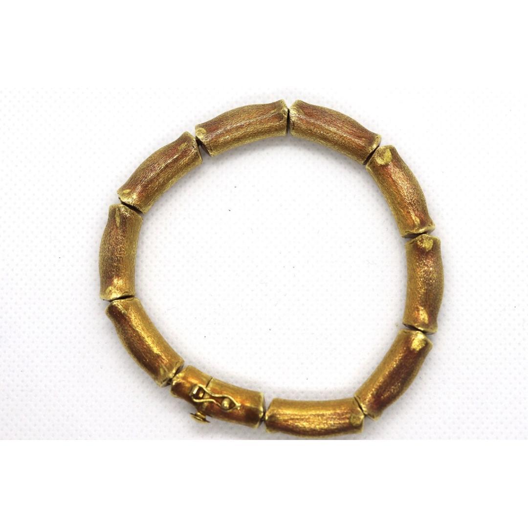 18k Bamboo bracelet. High Detailed Bamboo articulated link bracelet. 8.25