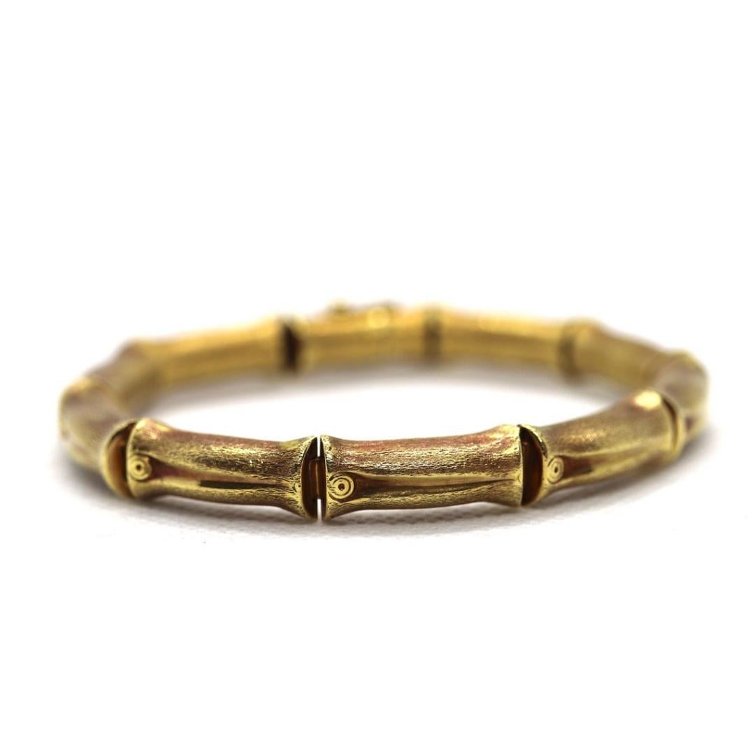 18k Bamboo bracelet. High Detailed Bamboo articulated link bracelet. 8.25