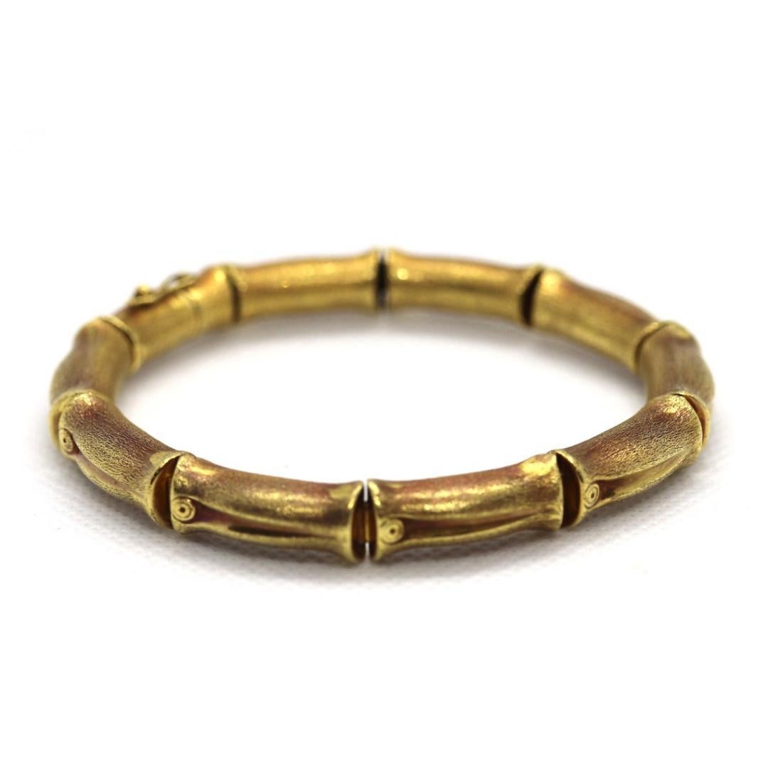 Women's 18k Bamboo bracelet. High Detailed Bamboo articulated link bracelet. 8.25