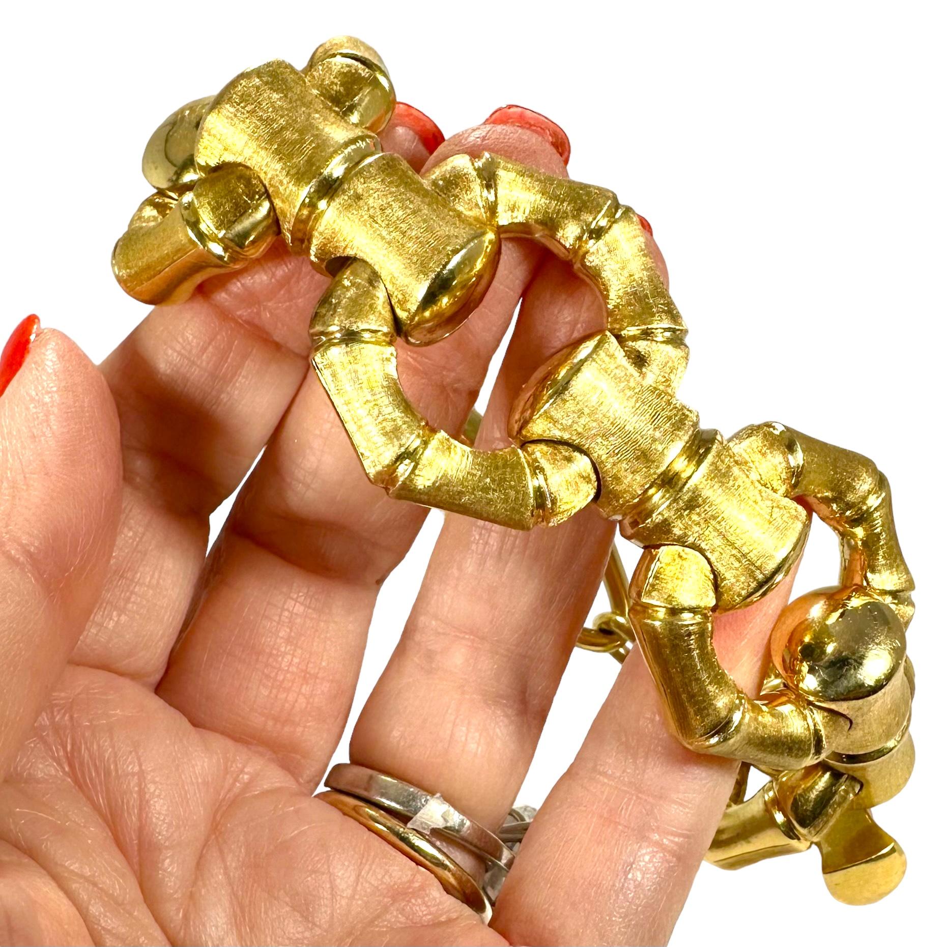 18k Bambus Motiv Toggle Armband mit reversiblem Florentine & hochglanzpolierten Oberflächen 7