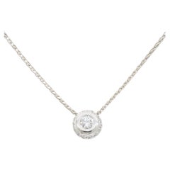 18k Bezel Set Diamond Pendant with Hidden Halo Pendant 
Necklace