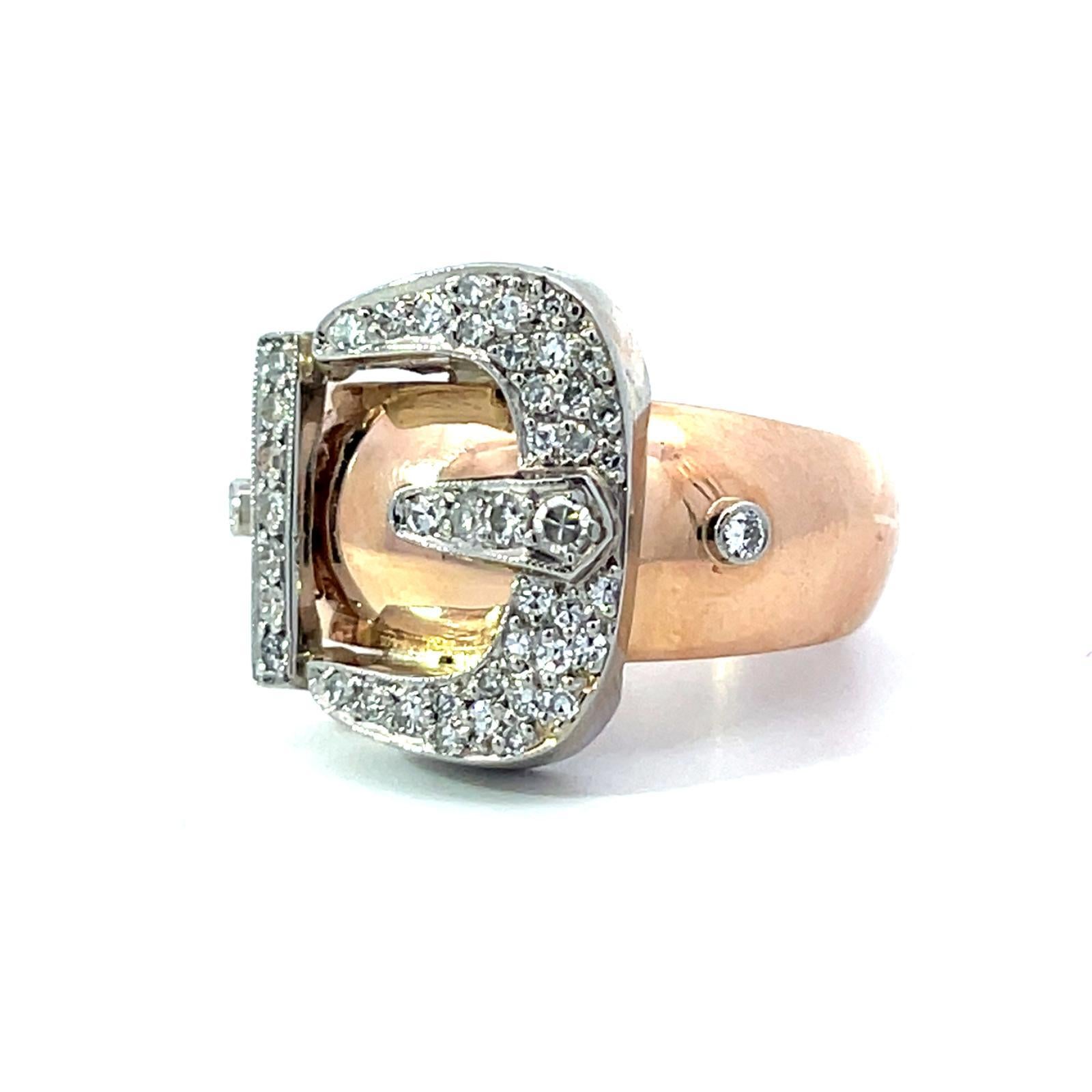 Platin 18k Bi-Color Diamant Gürtelschnalle Ring im Zustand „Neu“ im Angebot in Miami, FL