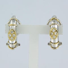 Clip-Ohrringe aus 18-karätigem Bicolor-Gold mit Brillanten im Brillantschliff (0,08 Karat)