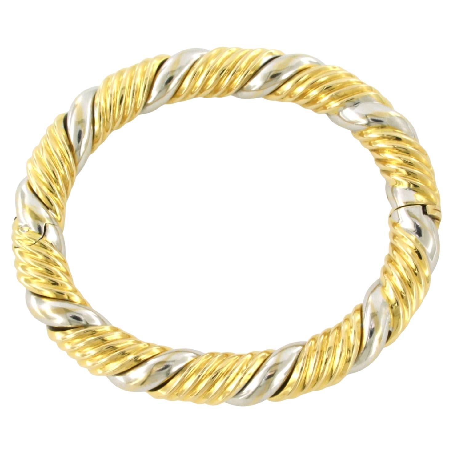 18k bicolour gold bracelet - 61.3 grams - inner size 5.8 cm x 5.0 cm For Sale