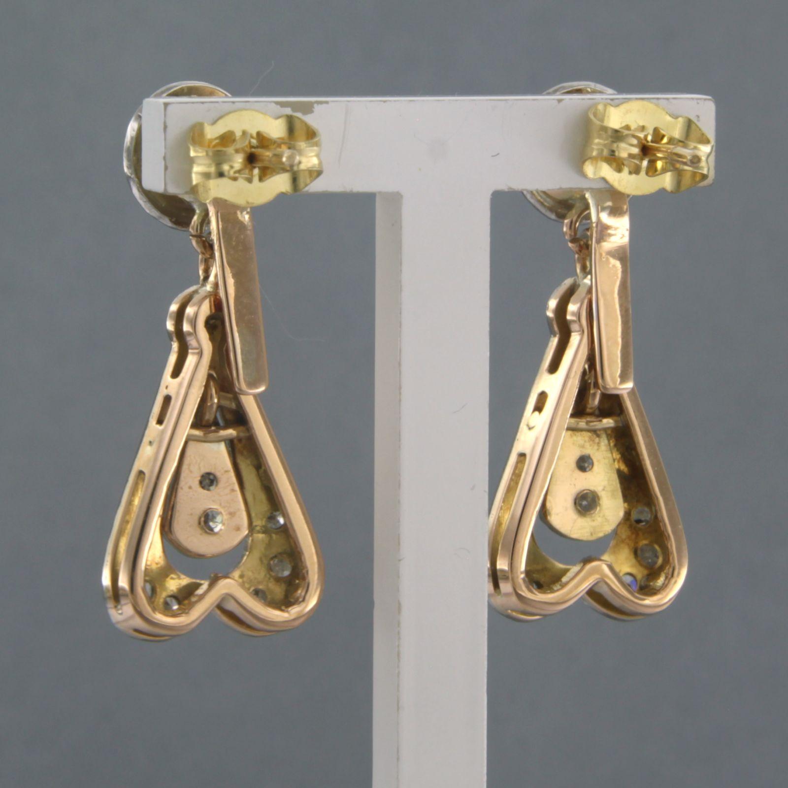Donna 18k bicolour gold earrings set with single cut diamond up to 0.40ct - 7.5 grams in vendita