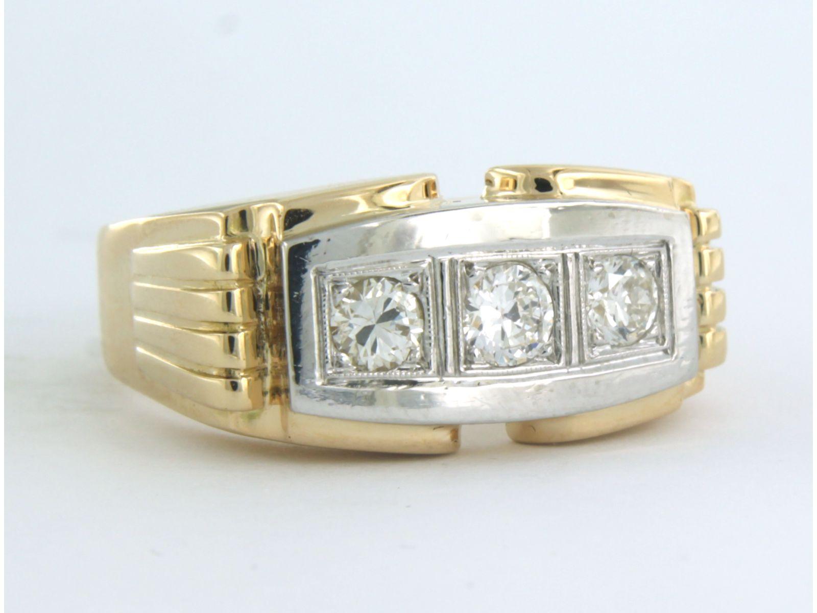 Art Deco 18k bicolour ring set with old European cut diamonds up to . 0.50ct  For Sale