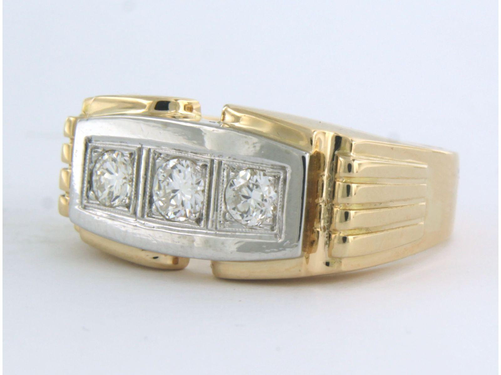 Old European Cut 18k bicolour ring set with old European cut diamonds up to . 0.50ct  For Sale