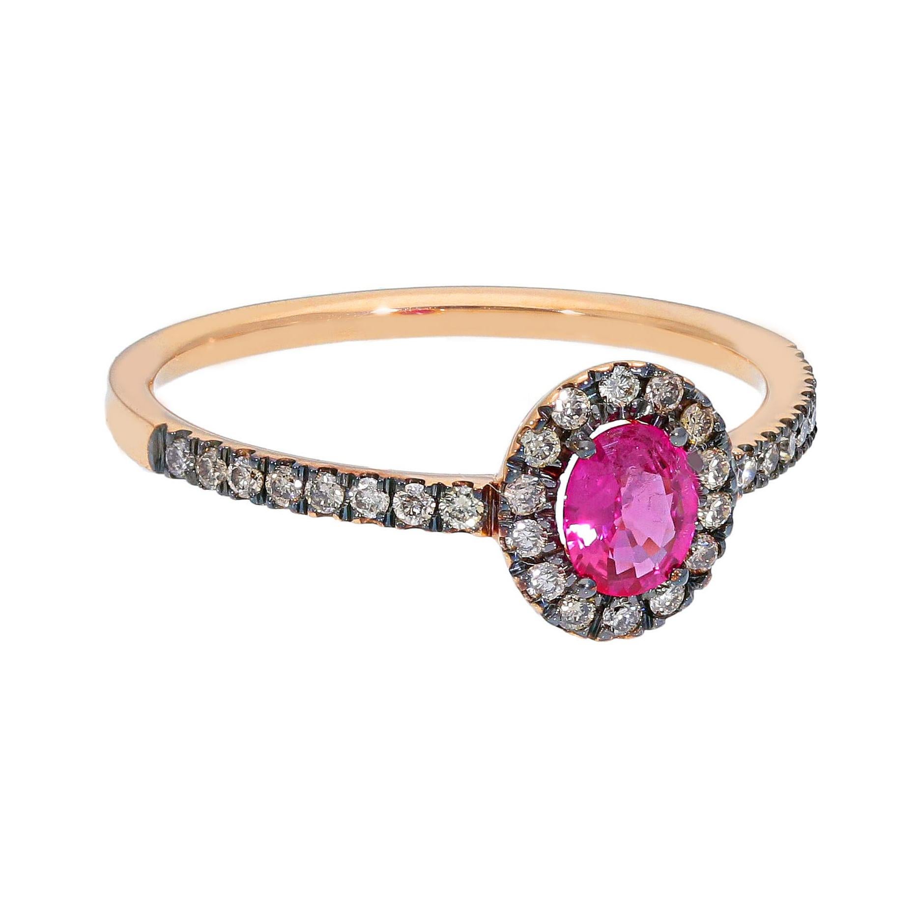 For Sale:  18k Black and Rose Golg Wedding Ring with Ruby and Brown Diamonds 4