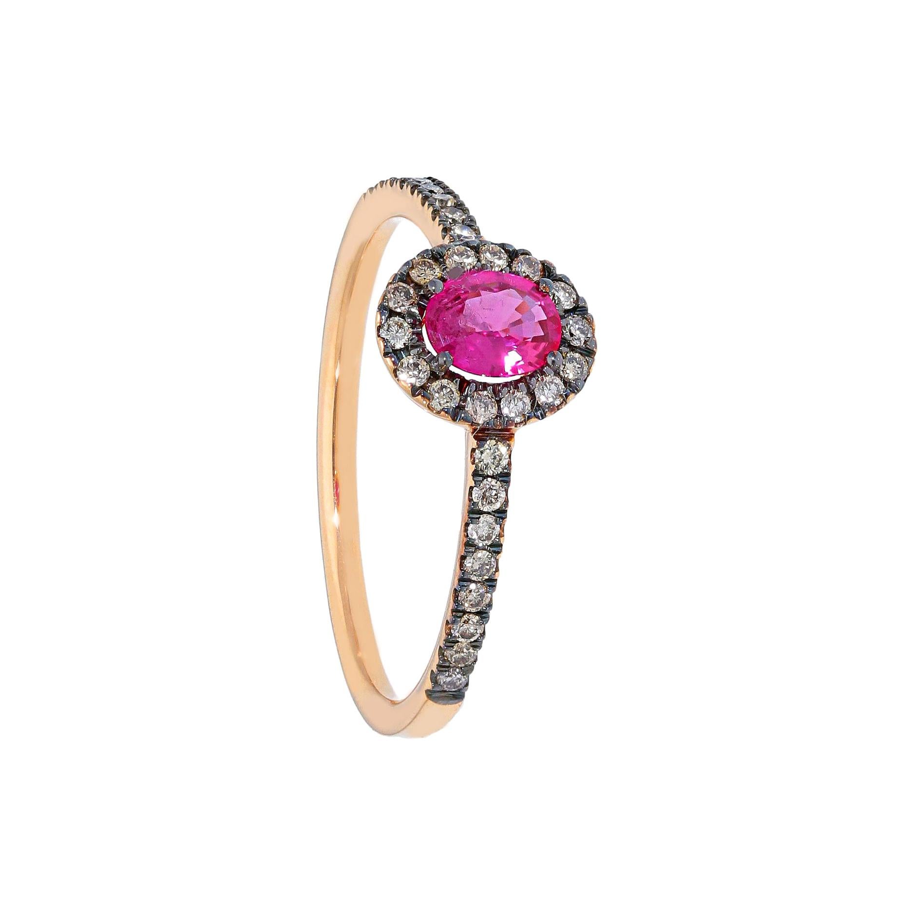 For Sale:  18k Black and Rose Golg Wedding Ring with Ruby and Brown Diamonds