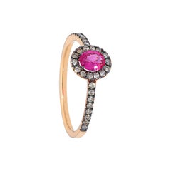 18k Black and Rose Golg Wedding Ring with Ruby and Brown Diamonds