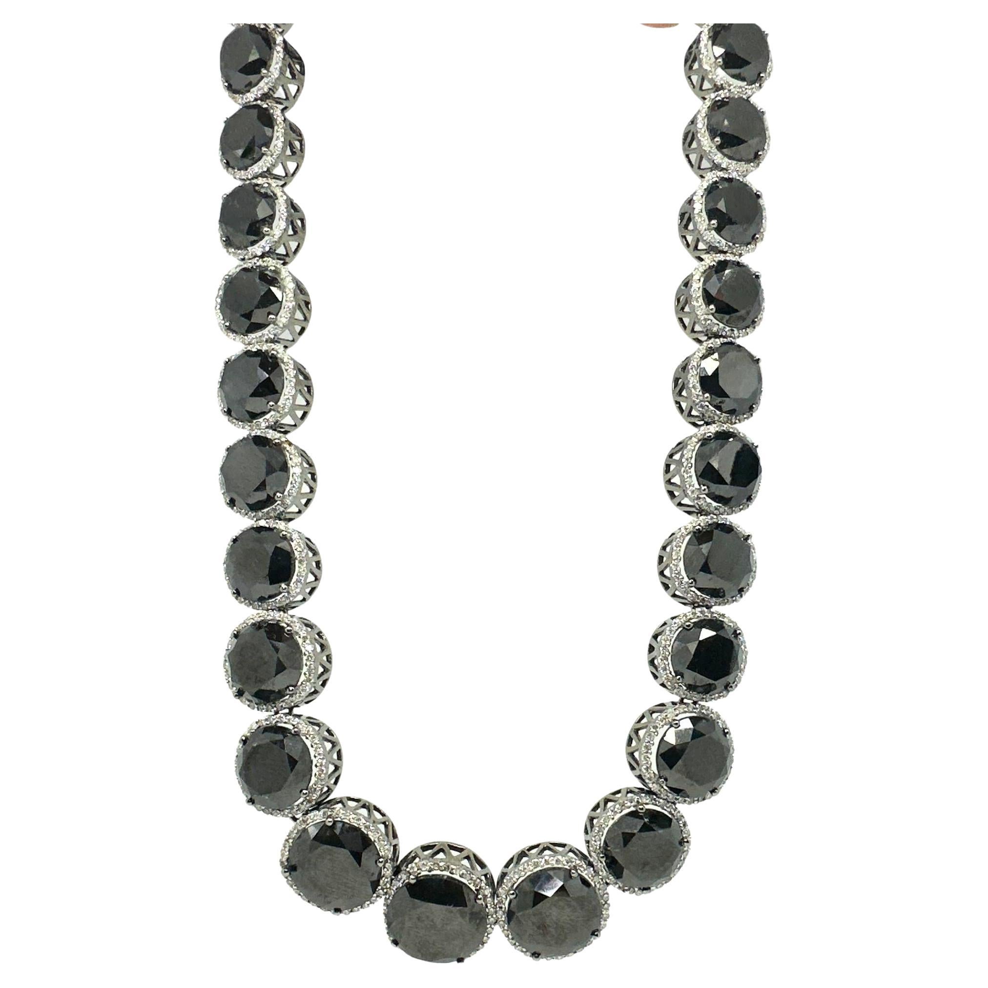 18k Black and White Diamond Choker Necklace