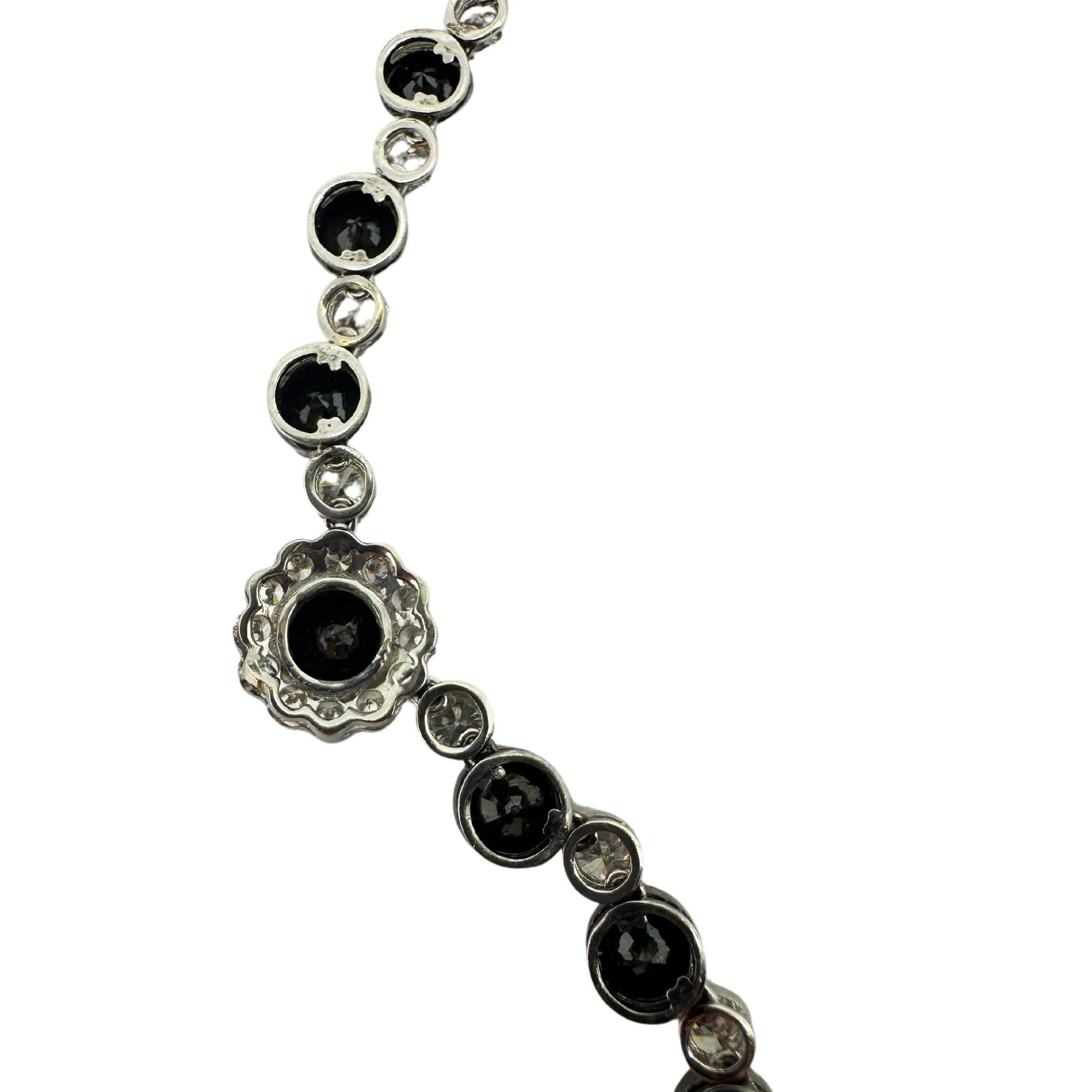 Round Cut 18k Black and White Diamond Necklace For Sale