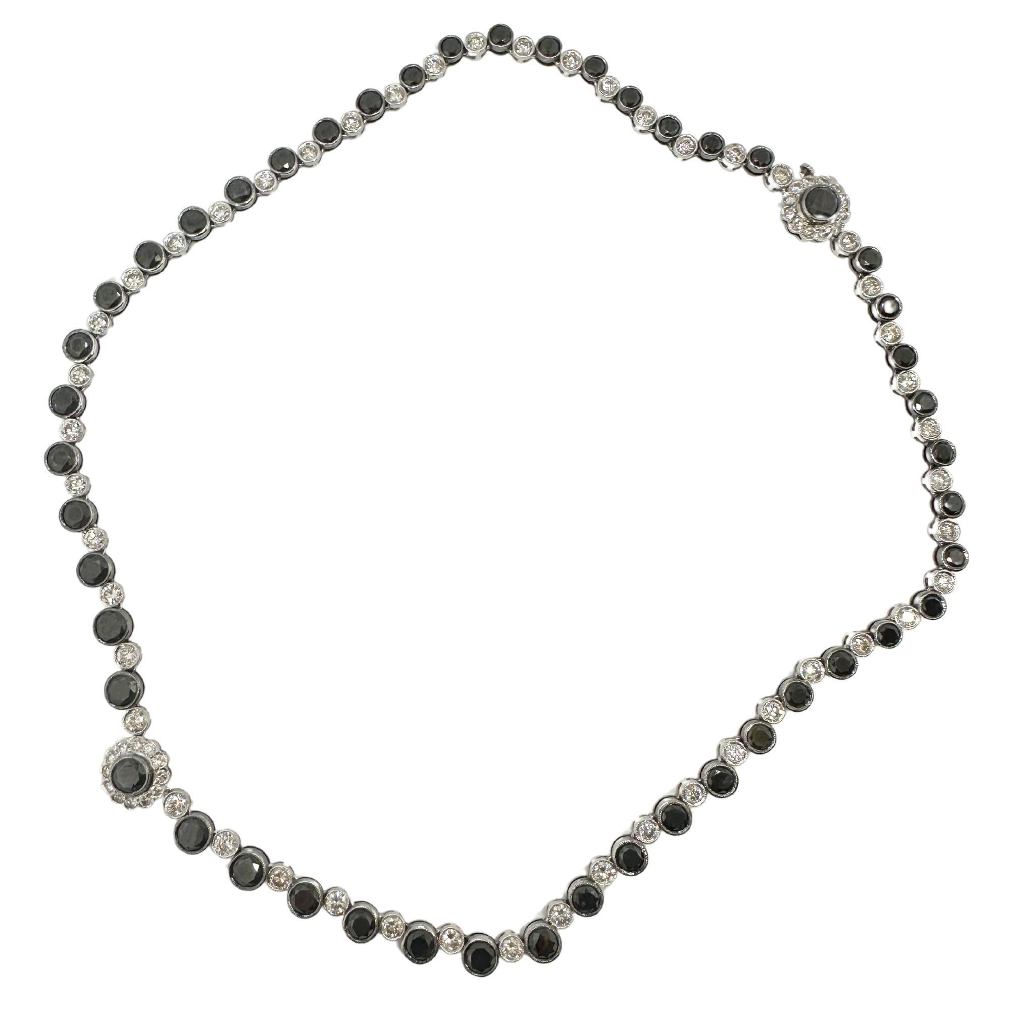 Women's 18k Black and White Diamond Necklace For Sale