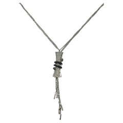 18k Black and White Diamond Tassel Necklace