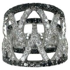 18k Schwarzer und weißer Diamant Ring mit breitem Band