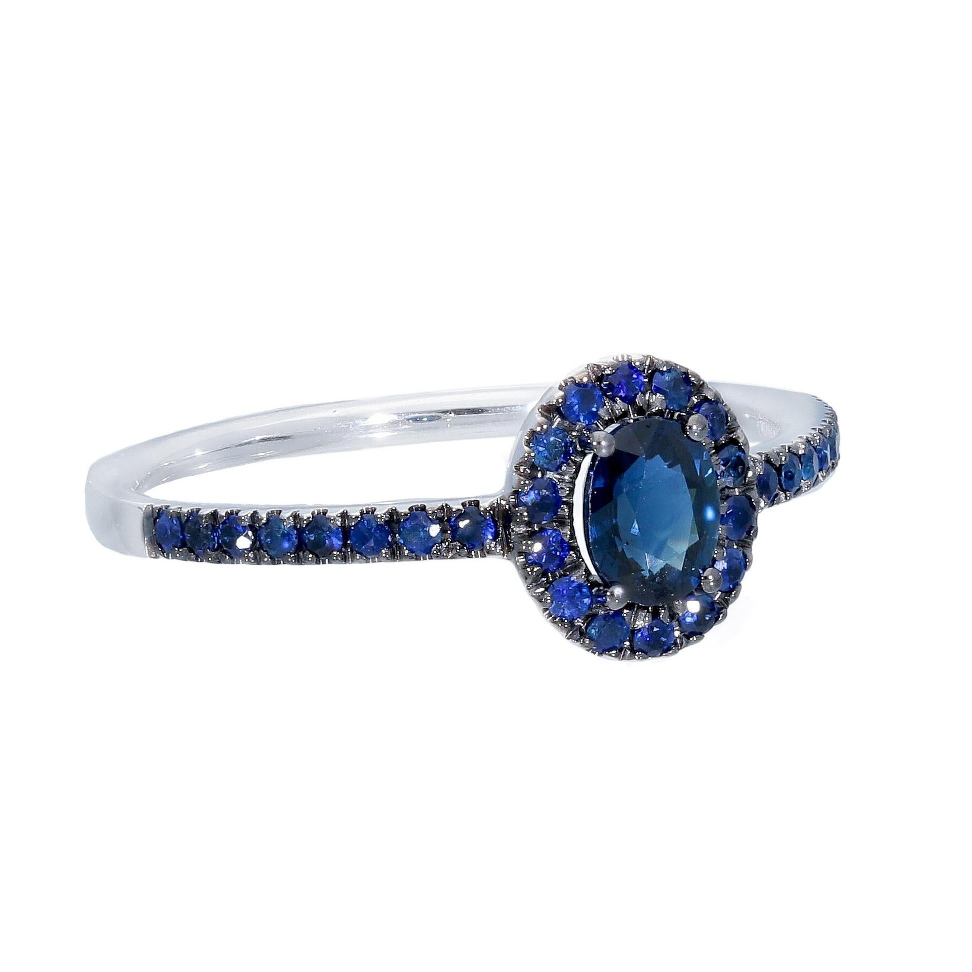 For Sale:  18k Black and White Golg Wedding Ring with Blue Sapphire 2