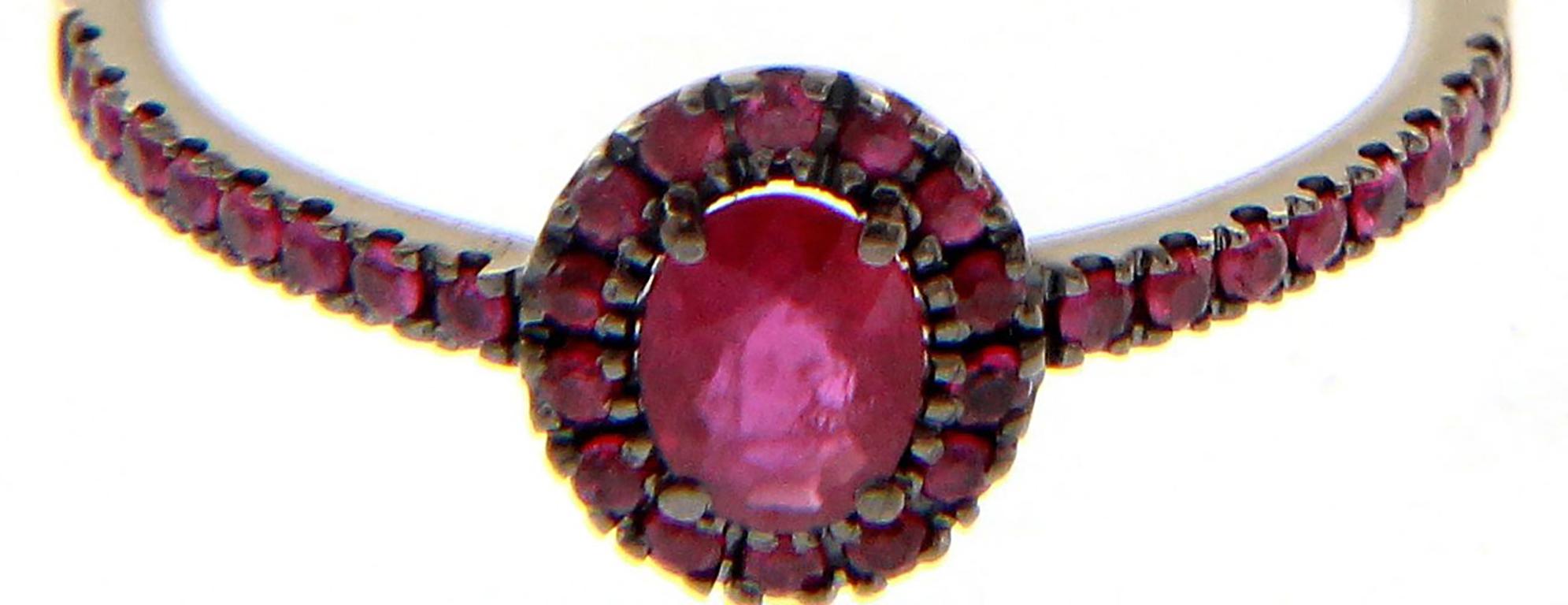 For Sale:  18k Black and White Golg Wedding Ring with Ruby 2
