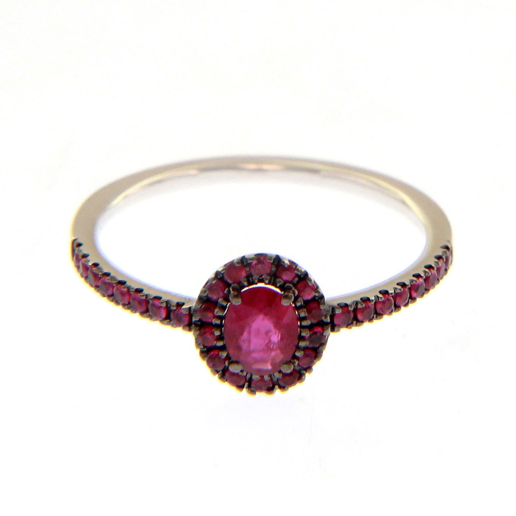 For Sale:  18k Black and White Golg Wedding Ring with Ruby 3