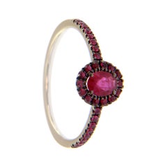 18k Black and White Golg Wedding Ring with Ruby