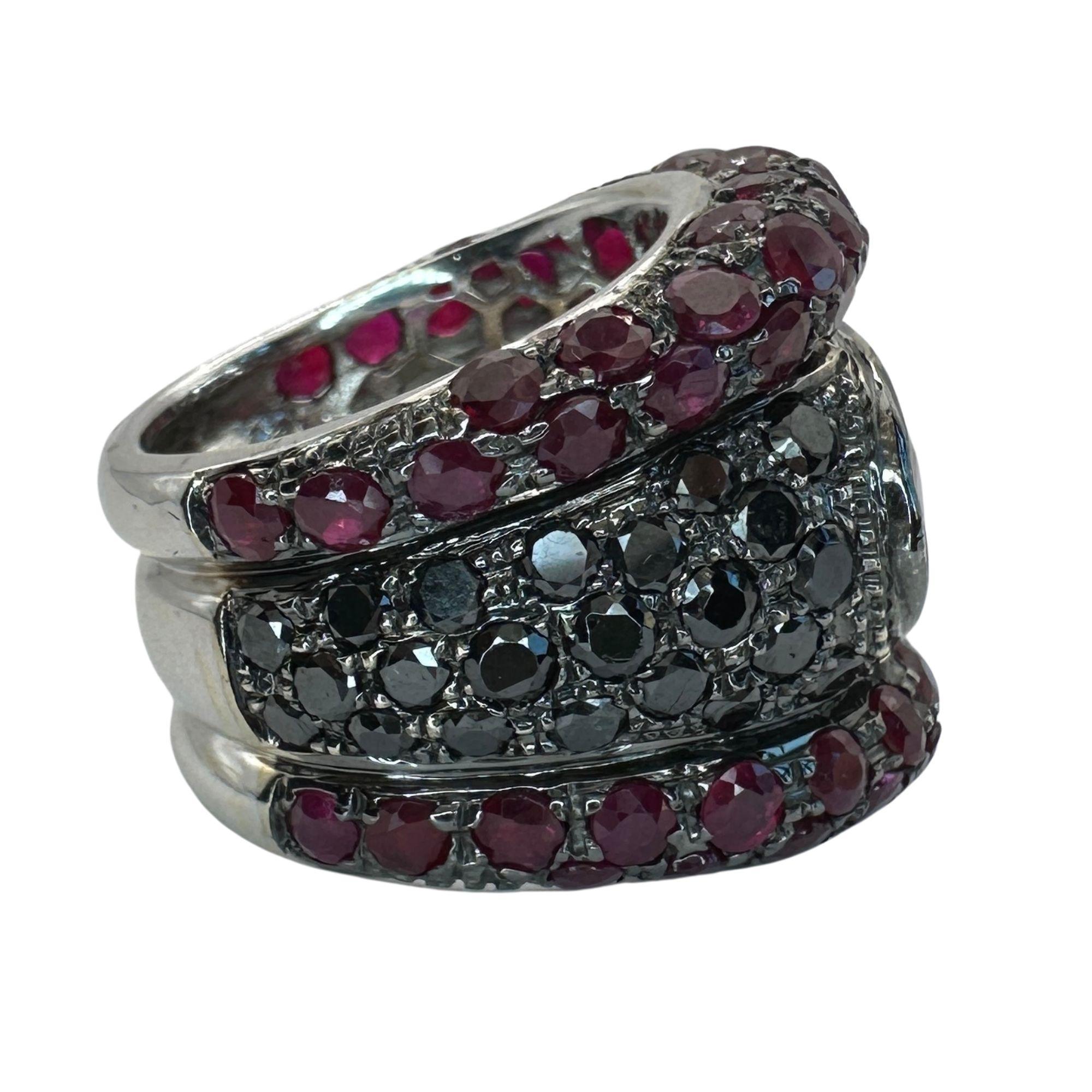 18k Black Diamond, African Ruby and Ruby Ring For Sale 2