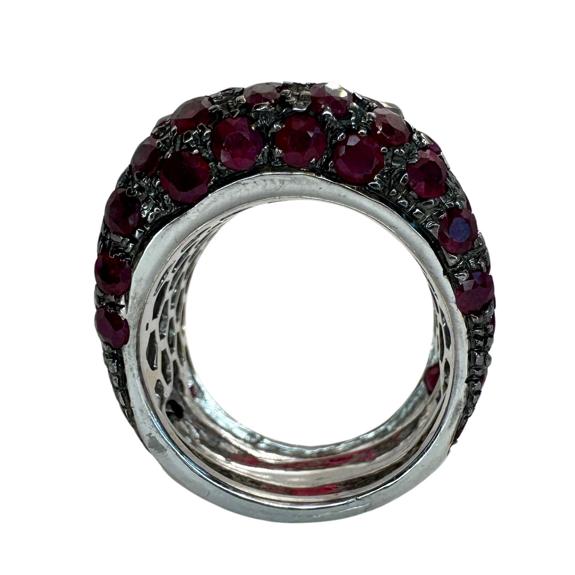 18k Black Diamond, African Ruby and Ruby Ring For Sale 3