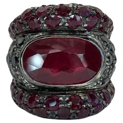 18k Black Diamond, African Ruby and Ruby Ring