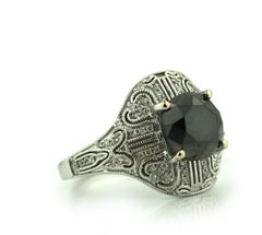 18K Black Diamond and Diamond Ring