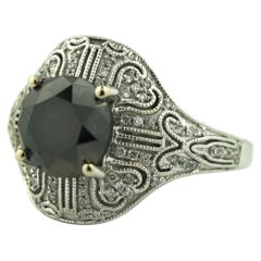 18K Black Diamond and Diamond Ring