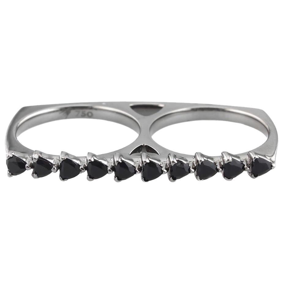 Alessa Double Spear Ring 18 Karat Black Gold Amara Collection  For Sale