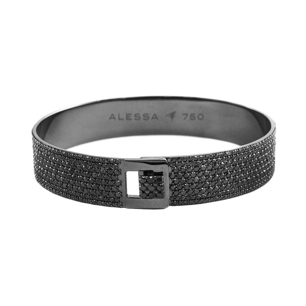 Alessa Men's Full Pave Diamond Bracelet 18 Karat Black Gold Men's Collection For Sale