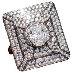 18k Black Gold 2.6 Carat Oval D VVS2 Ring w/ Approx 6 CTS of Natural Diamonds