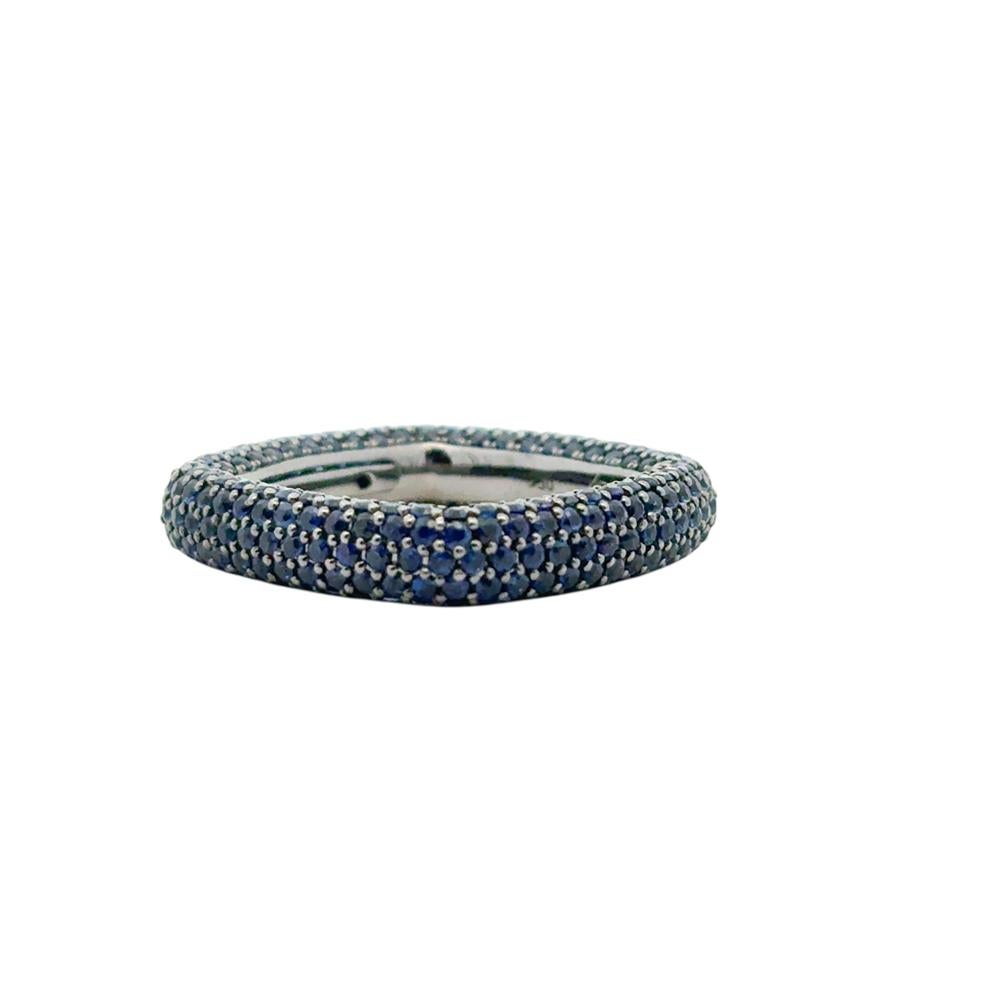18k Black Gold 4.01ctw Natural Round Cut Blue Sapphire Pave Square Ring en venta 6