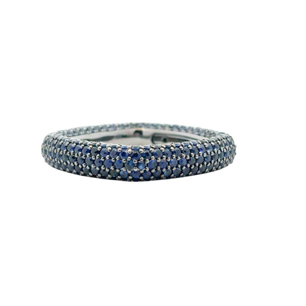 18k Black Gold 4.01ctw Natural Round Cut Blue Sapphire Pave Square Ring en venta 1