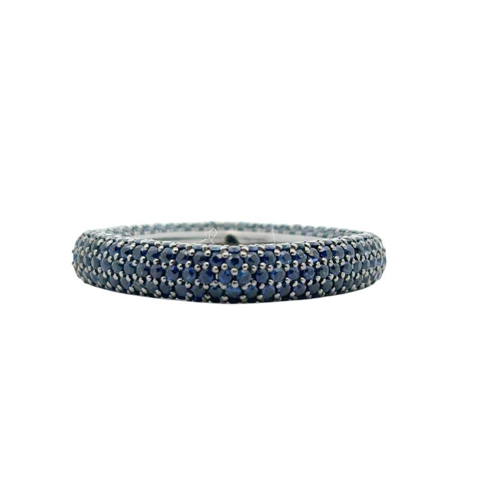 18k Black Gold 4.01ctw Natural Round Cut Blue Sapphire Pave Square Ring en venta 3