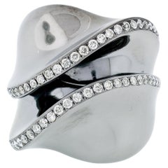 18k Black Gold .56ctw Large Wavy Round Diamond Modernist Cocktail Statement Ring 18k Black Gold .56ctw Large Wavy Round Diamond Modernist Cocktail Statement Ring