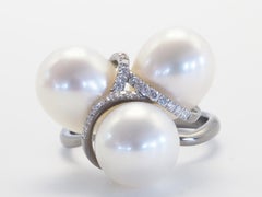 18k Black Gold Assorted South Sea Pearls & 0.15ct Diamond Cocktail Ring