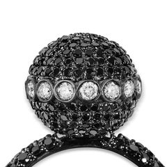 Bague d'éternité en or noir 18k avec diamants noirs et blancs