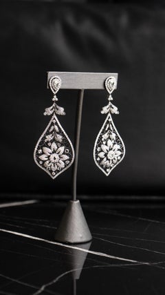 18k Black Gold Natural Diamond Drop Earrings w/ Approx 10CTW