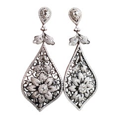 Boucles d'oreilles pendantes en or noir 18k diamant naturel avec approx. 10CTW