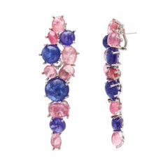 18k Tourmaline And Tanzanite Multi Color Earrings For Her Women Jewelry