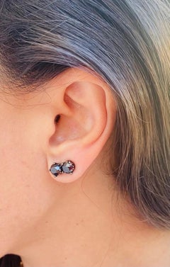 Pendientes de oro rodiado negro de 18 quilates, diamantes negros
