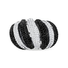 Bague en diamant véritable noir et blanc 18K