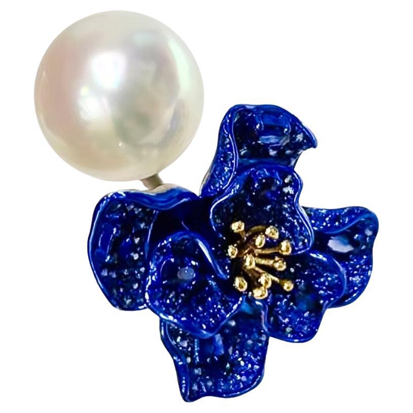 【Crown Radiance】Blue Blossom Aurora South Sea Pearl Statement Ring